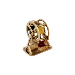 14K Yellow Gold Ferris Wheel Charm With Enamel