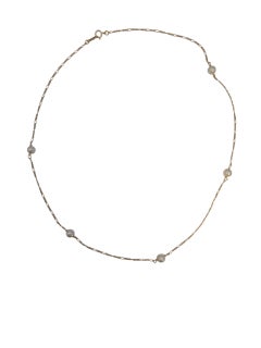 14k Yellow Gold Figaro Chain With Pearl Station Neckline #23129