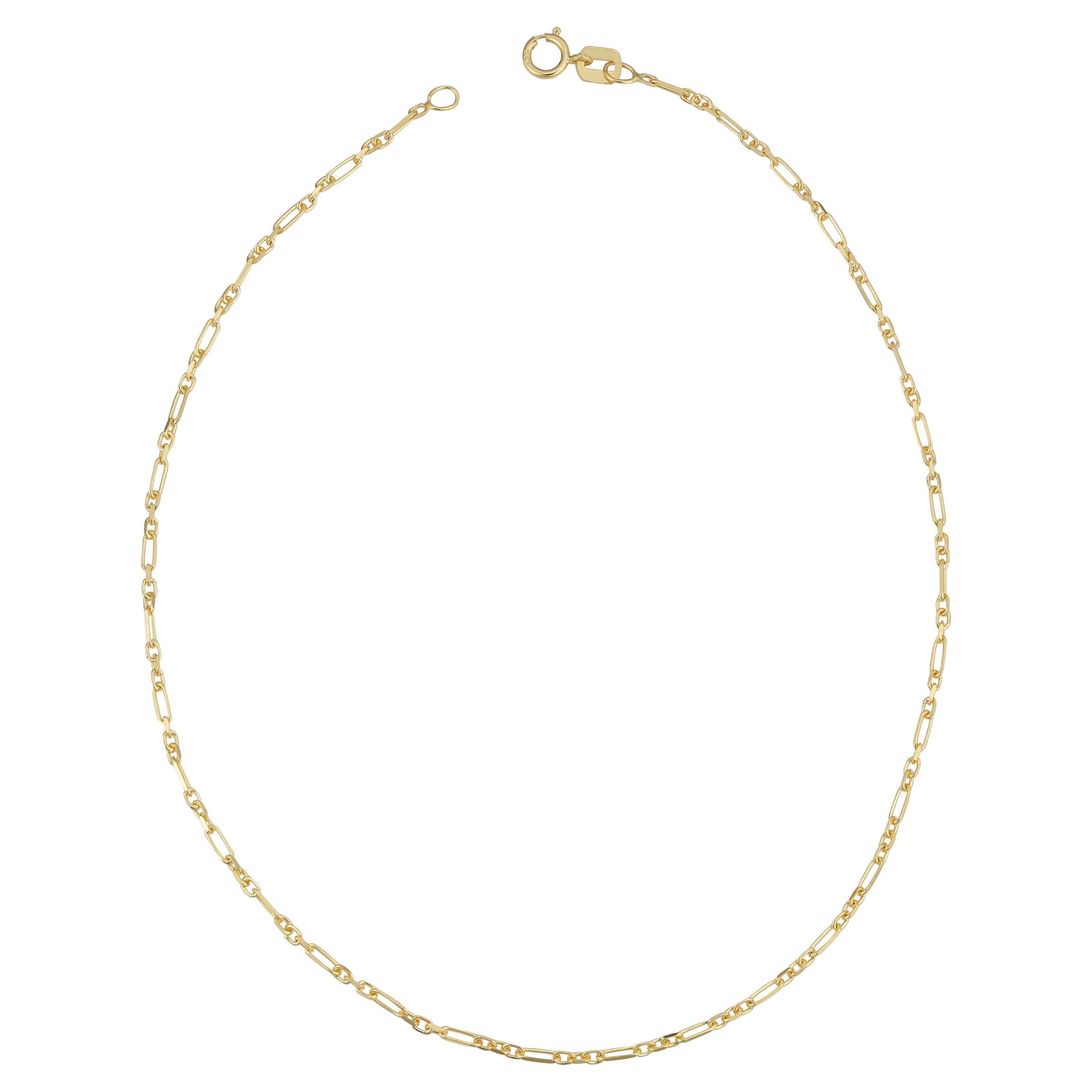 14K Yellow Gold Figaro Link Anklet for Her For Sale
