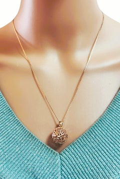 14k Yellow Gold Filigree Ball Pendant with 20" 14k YG Chain
