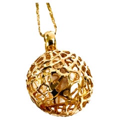 14k Yellow Gold Filigree Ball Pendant with 20" 14k YG Chain