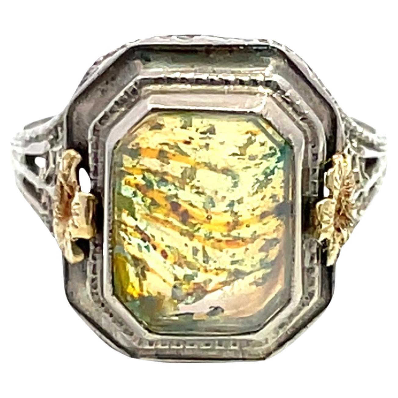 Anillo de oro amarillo de 14 quilates con filigrana de ópalo de Boulder en venta