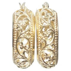Pendientes de aro con filigrana de oro amarillo de 14 quilates n.º 25721