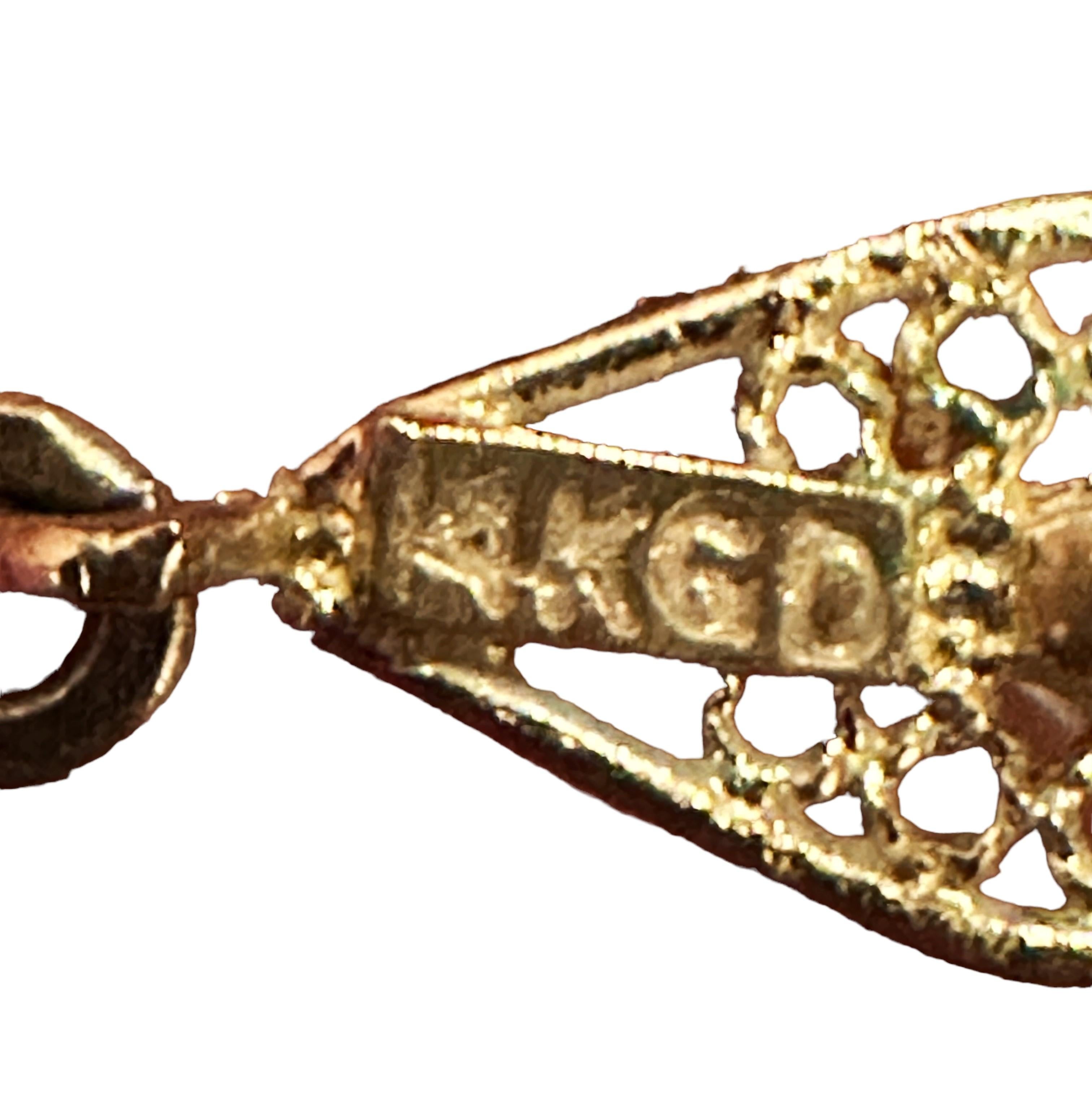 Women's 14k Yellow Gold Filigree Post Dangle Earrings 2.25 Inches Long