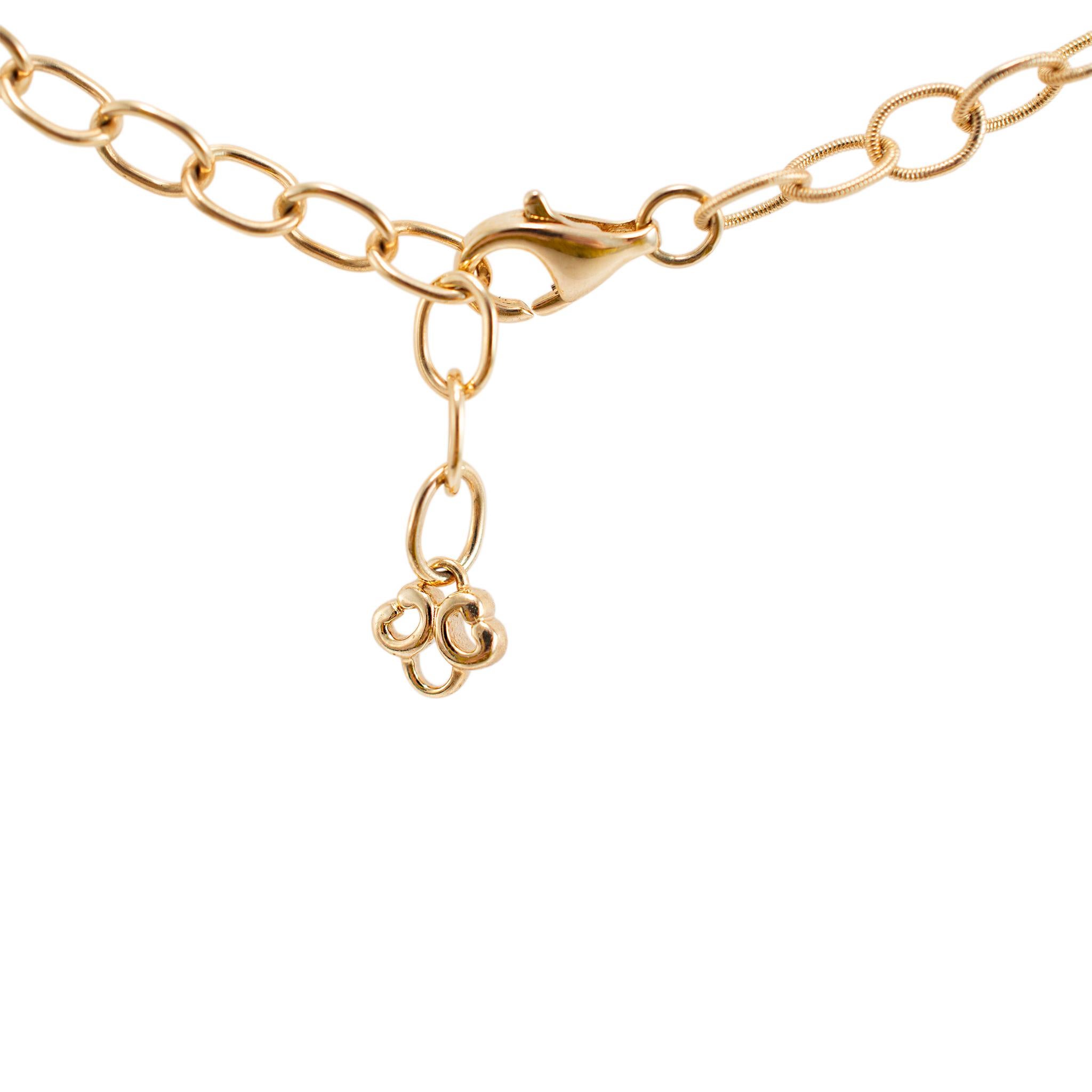Women's 14K Yellow Gold Filigreed Style Beads Diamond Oval Pendant Necklace For Sale