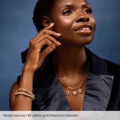 Bracciale con perle elastiche da 8 mm riempite d'oro giallo 14K [1+2=8]