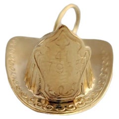 14K Yellow Gold Fire Fighter Hat Charm