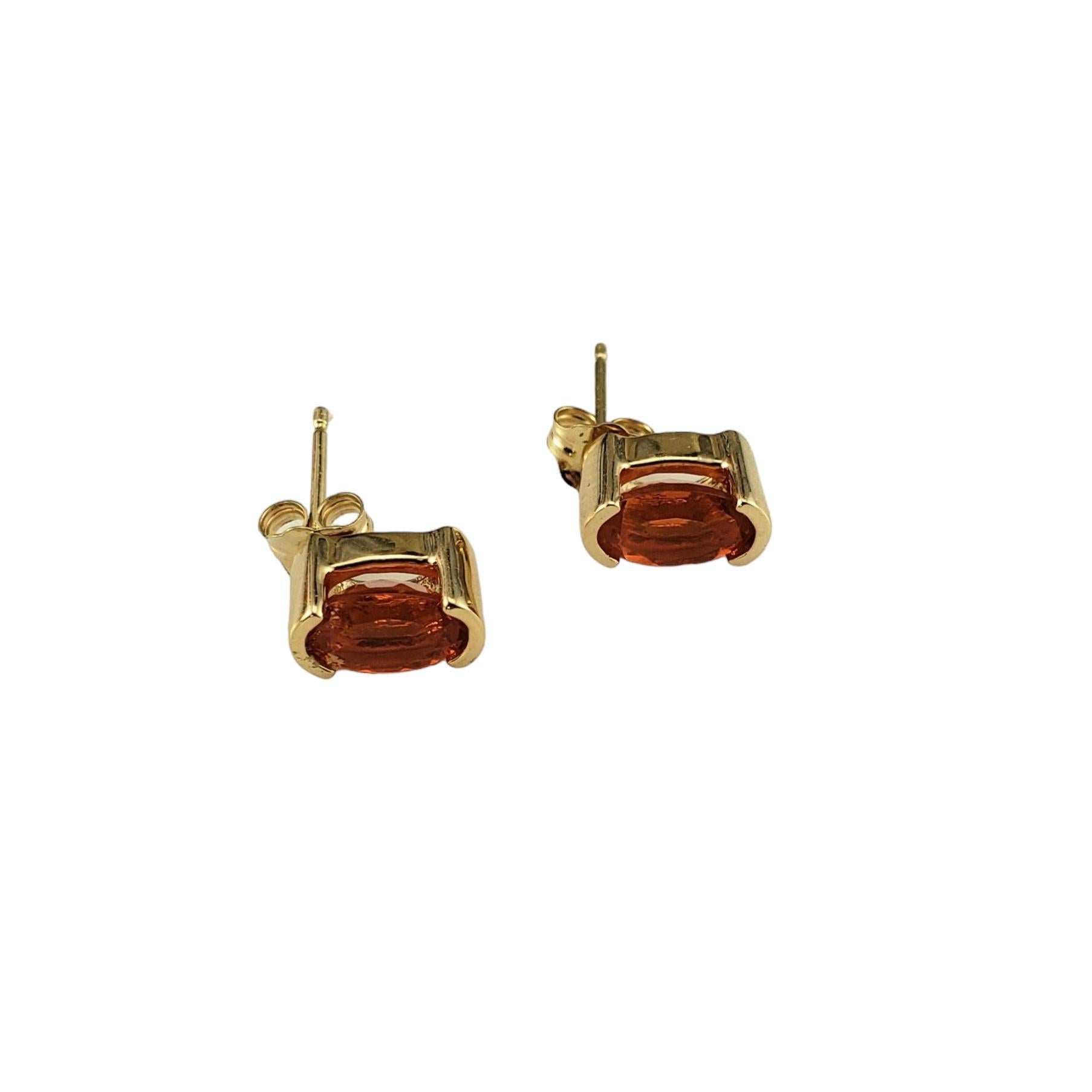 Oval Cut 14K Yellow Gold Fire Opal Stud Earrings  #16671 For Sale