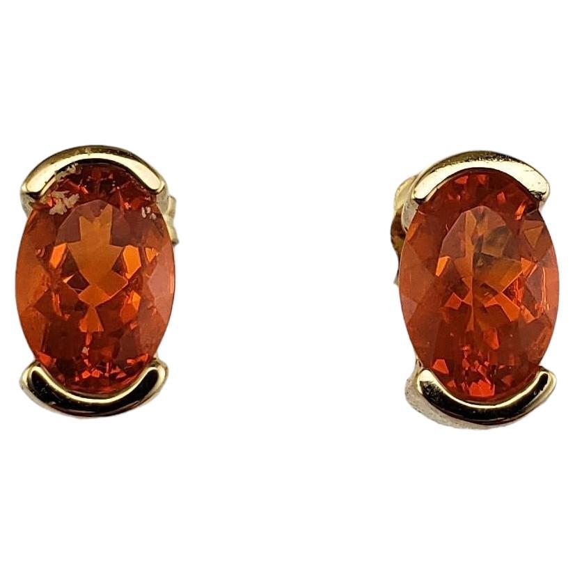 14K Yellow Gold Fire Opal Stud Earrings  #16671 For Sale