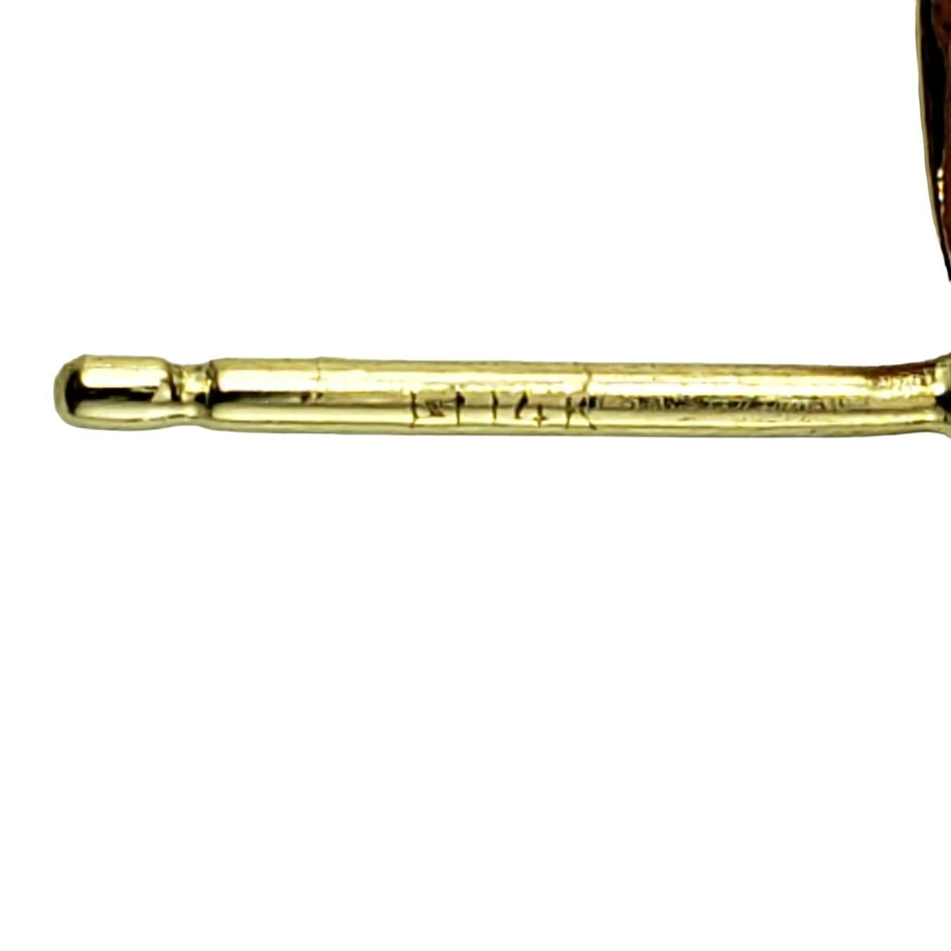 Clous d'oreilles en or jaune 14 carats avec opale de feu n° 21588 en vente 1
