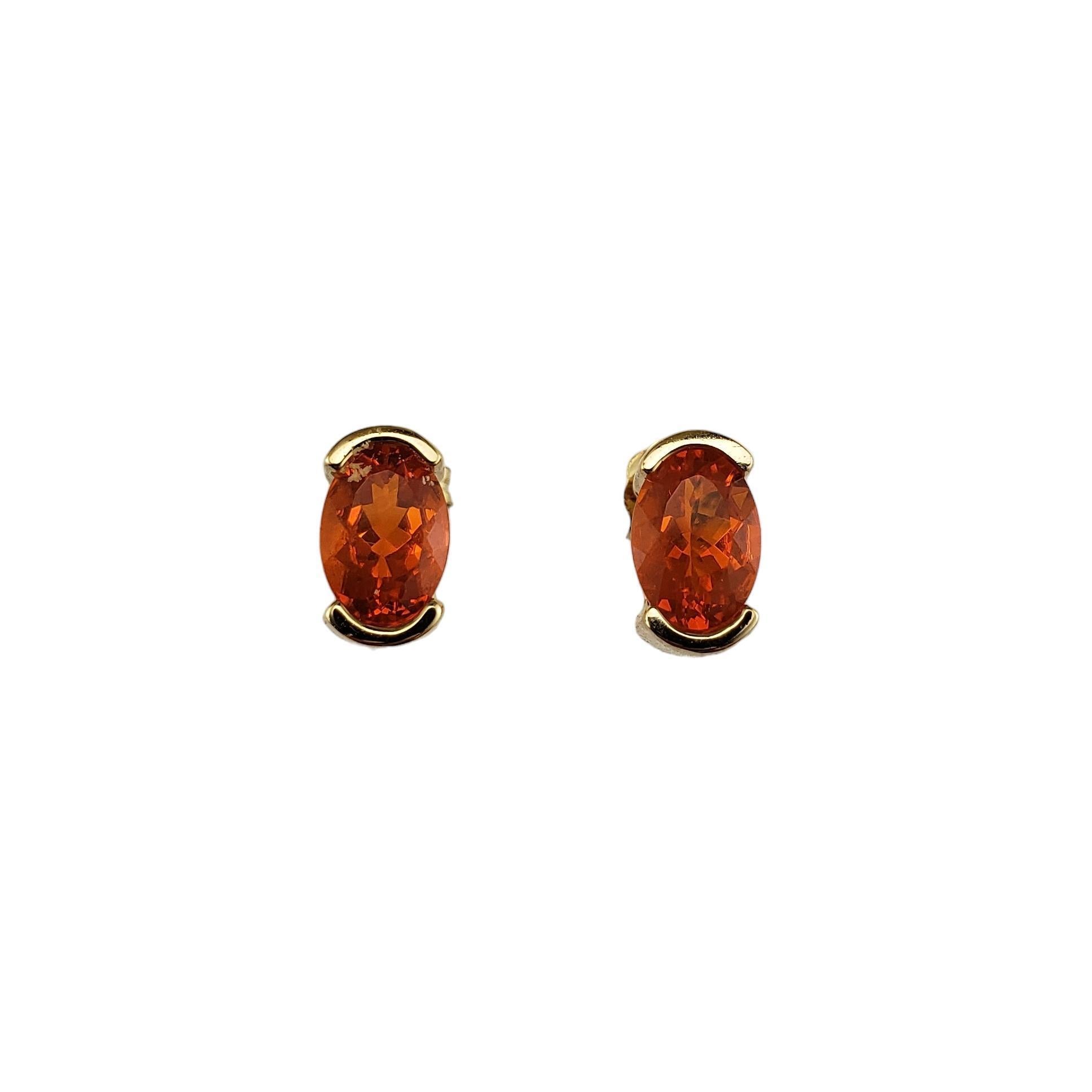14K Yellow Gold Fire Opal Stud Earrings #21588