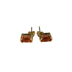 14K Yellow Gold Fire Opal Stud Earrings #24966
