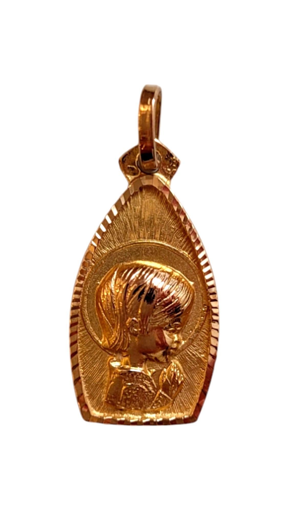14K Yellow Gold First Communion Medal Charm #20535