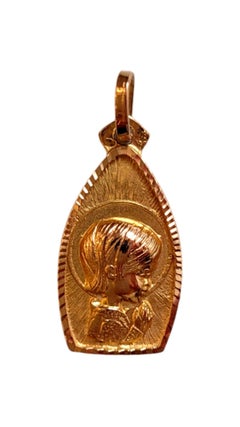 Charm con medaglia della prima comunione in oro giallo 14K #20535