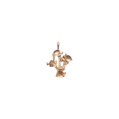 14K Yellow Gold Fish Coral Reef Pendant