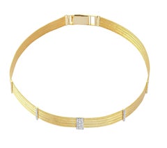 14K Yellow Gold Five Line Sticks Choker with Diamonds