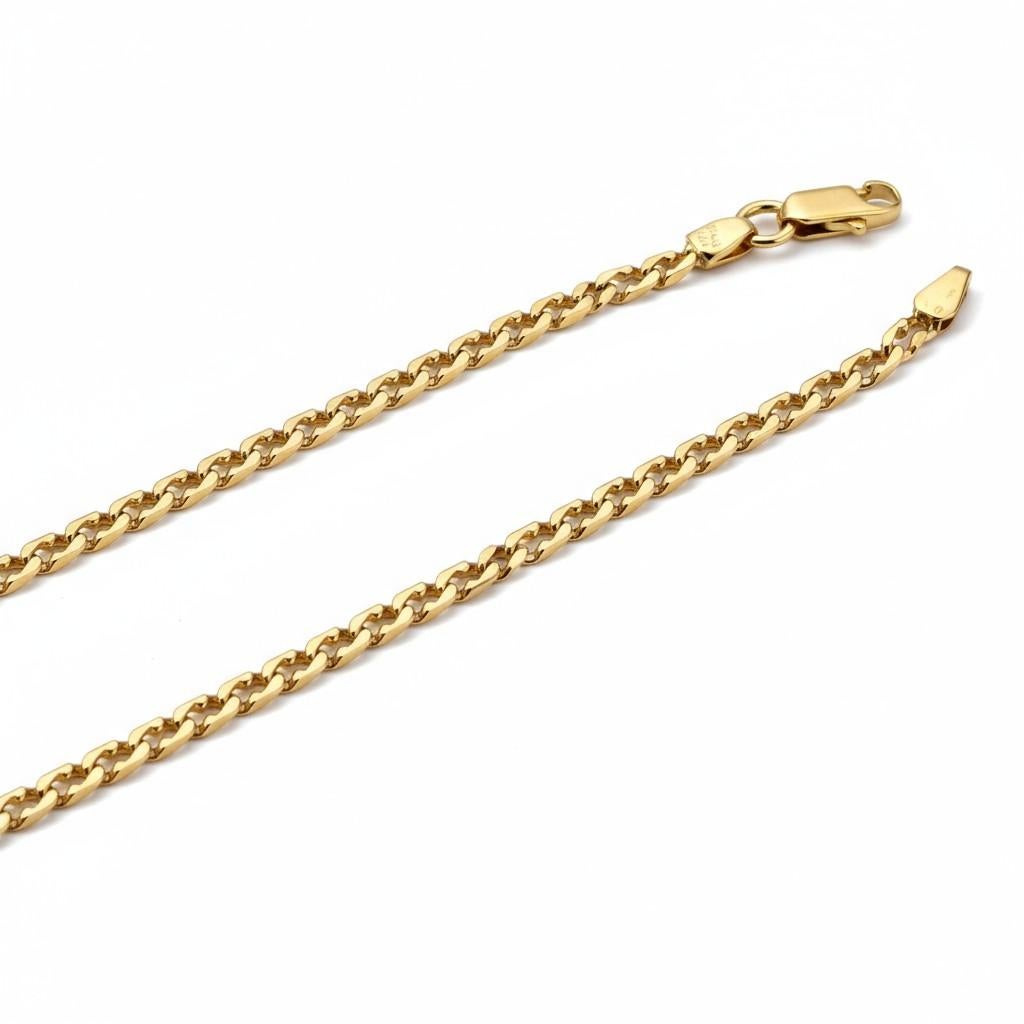 Moderne 14K Yellow Gold Flat Curb Link 7.75 Inch Bracelet Made in Italy en vente