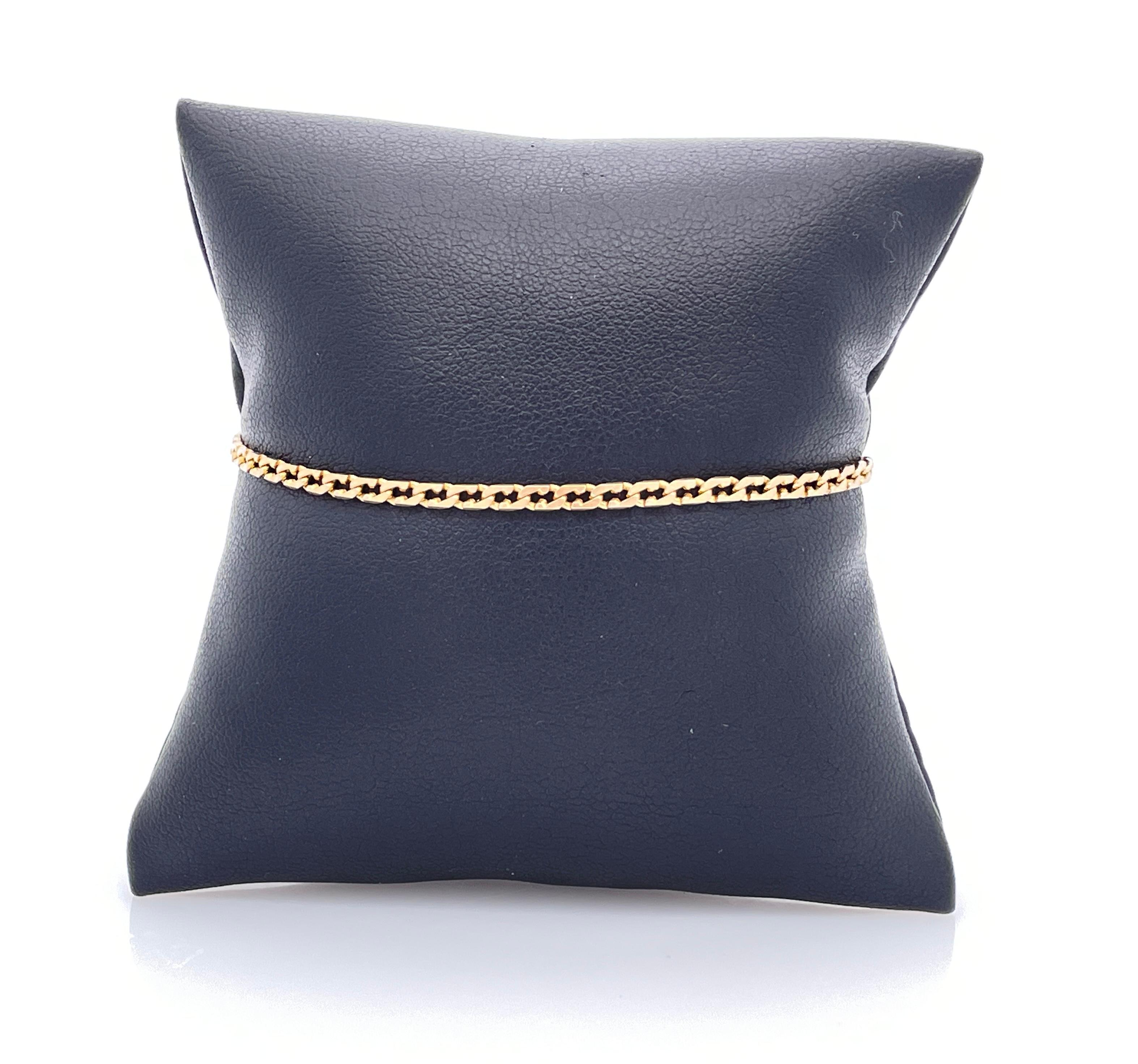 14K Yellow Gold Flat Curb Link 7.75 Inch Bracelet Made in Italy en vente 3