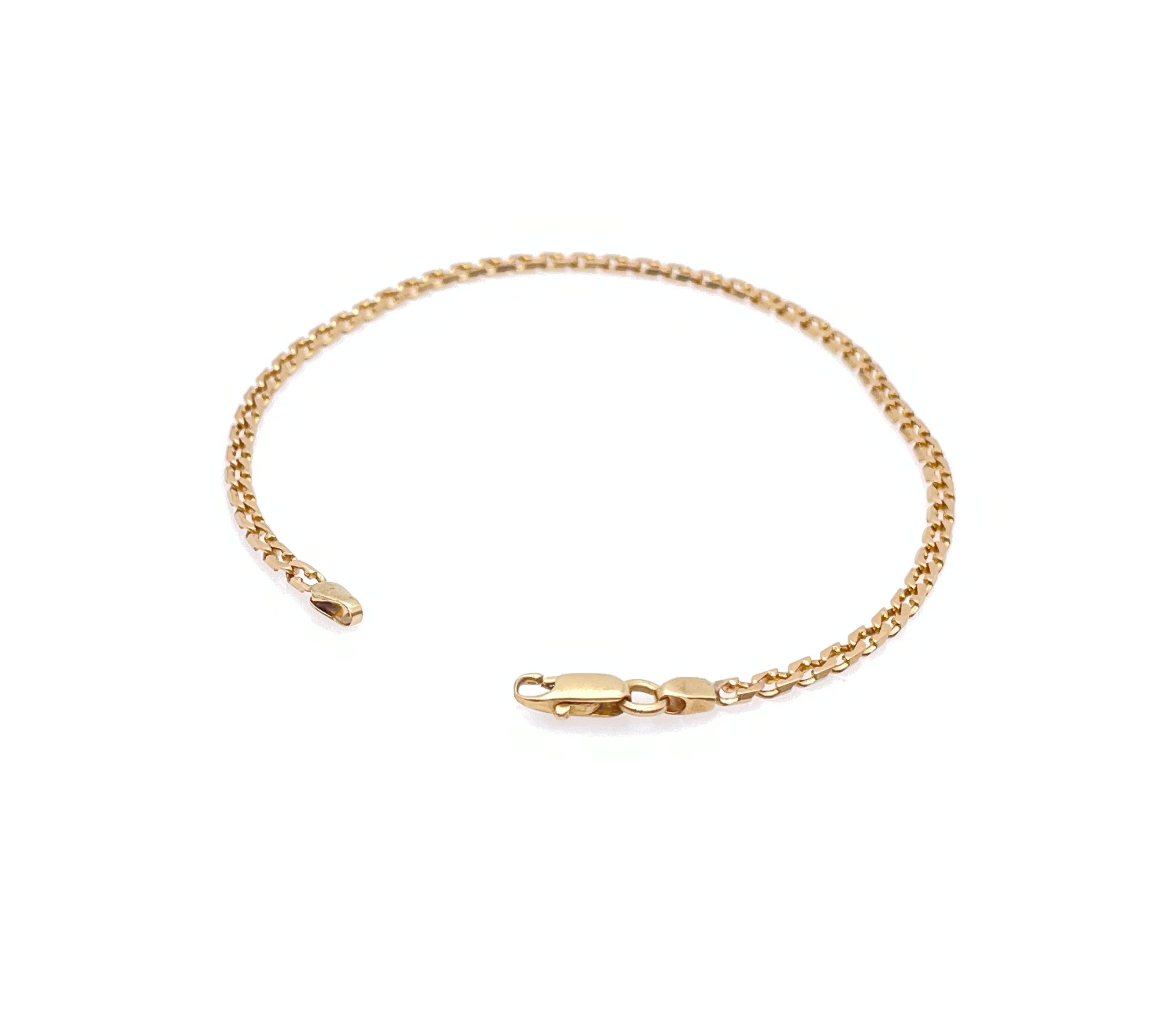 14K Yellow Gold Flat Curb Link 7.75 Inch Bracelet Made in Italy en vente 4