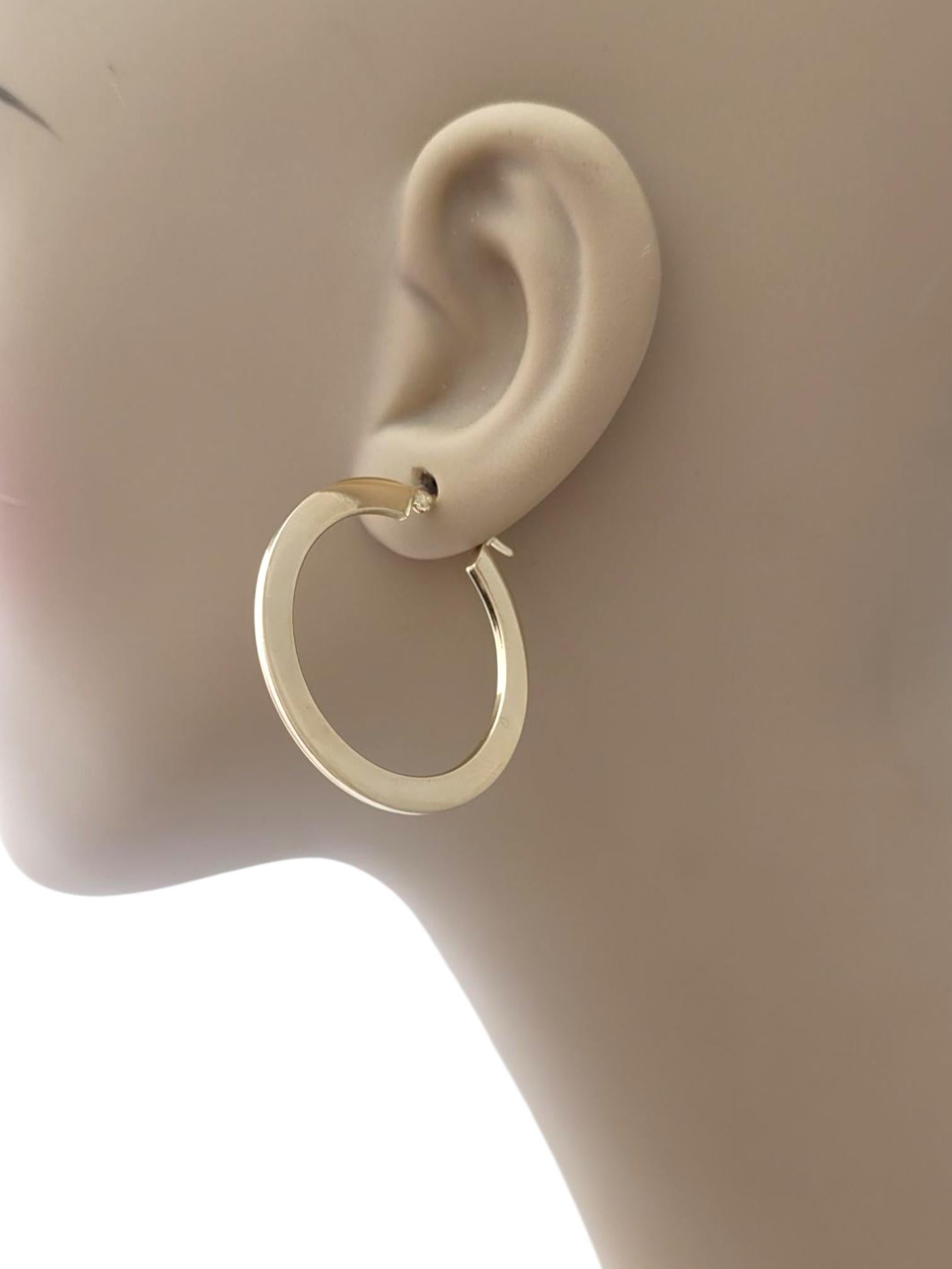 14K Yellow Gold Flat Hoop Earrings #21756 For Sale 2