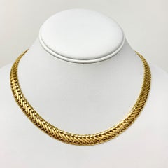 14k Yellow Gold Flat Interlocking Curb Link Necklace
