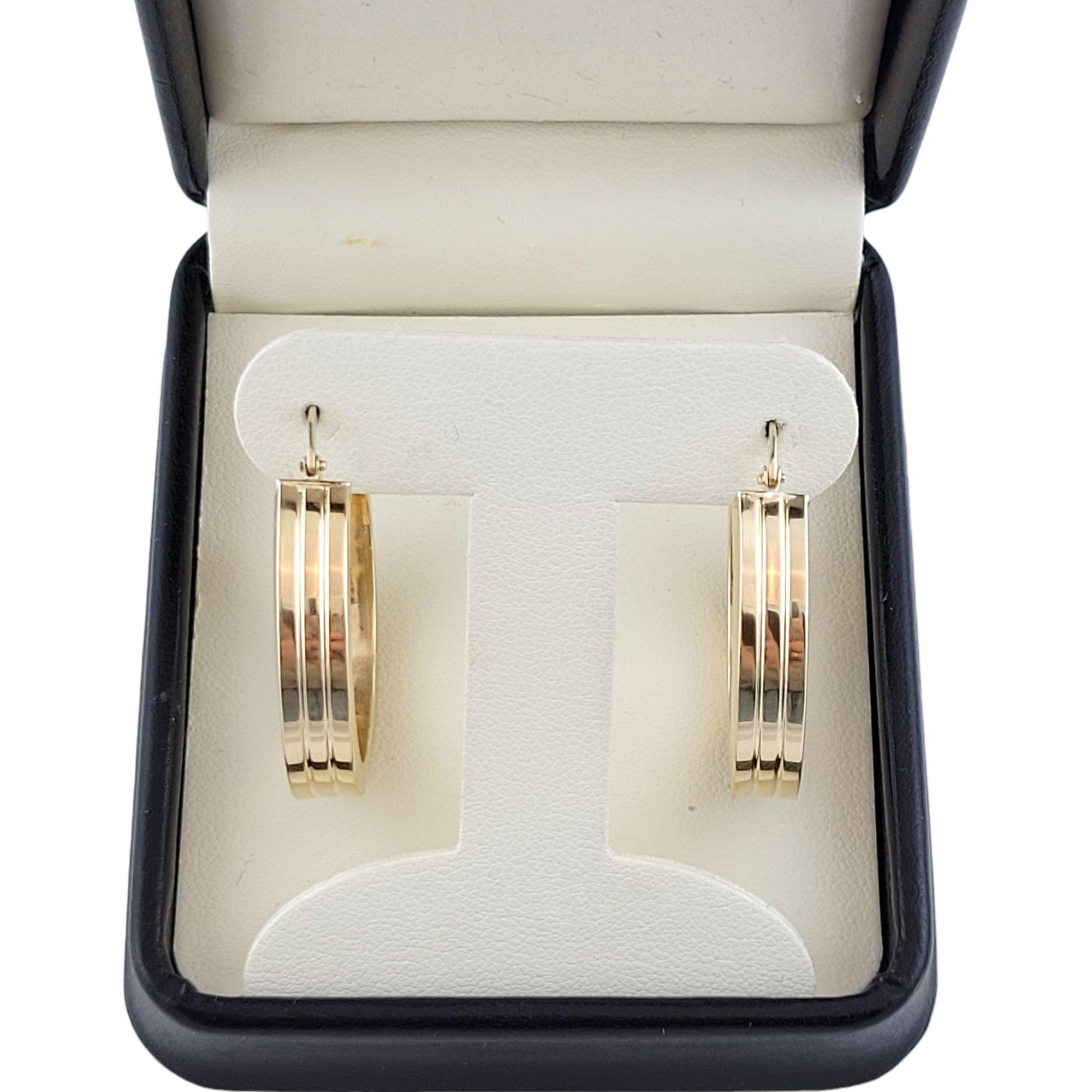 14k Yellow Gold Flat Round Hoops For Sale 2
