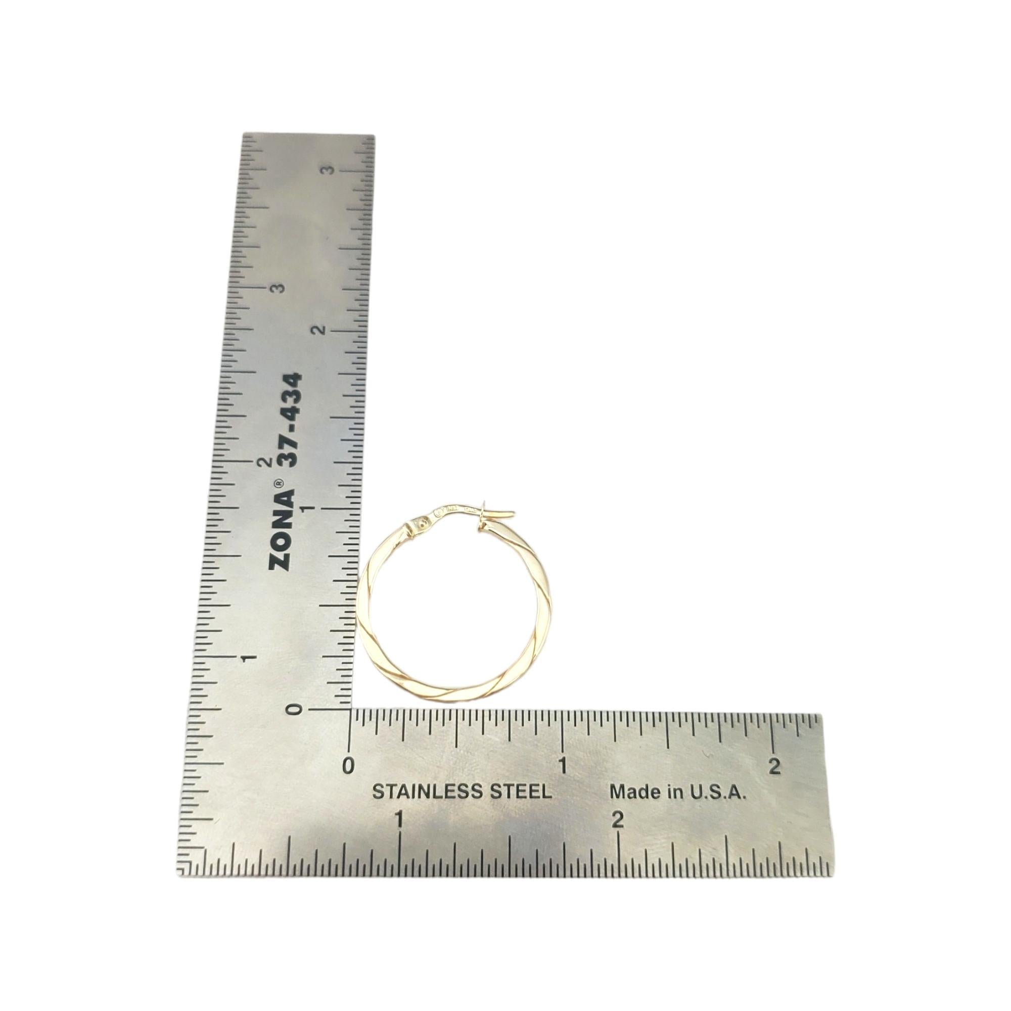 Women's 14K Yellow Gold Flat Twisted Hoop Earrings #17947 For Sale