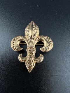 14k Yellow Gold Fleur De Lis Brooch/Pendant