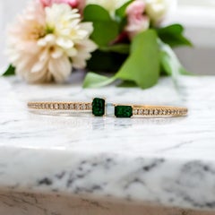 Goldie  Size 6"  14k Yellow Gold Flex Bangle with 1.50 ct Natural Emeralds