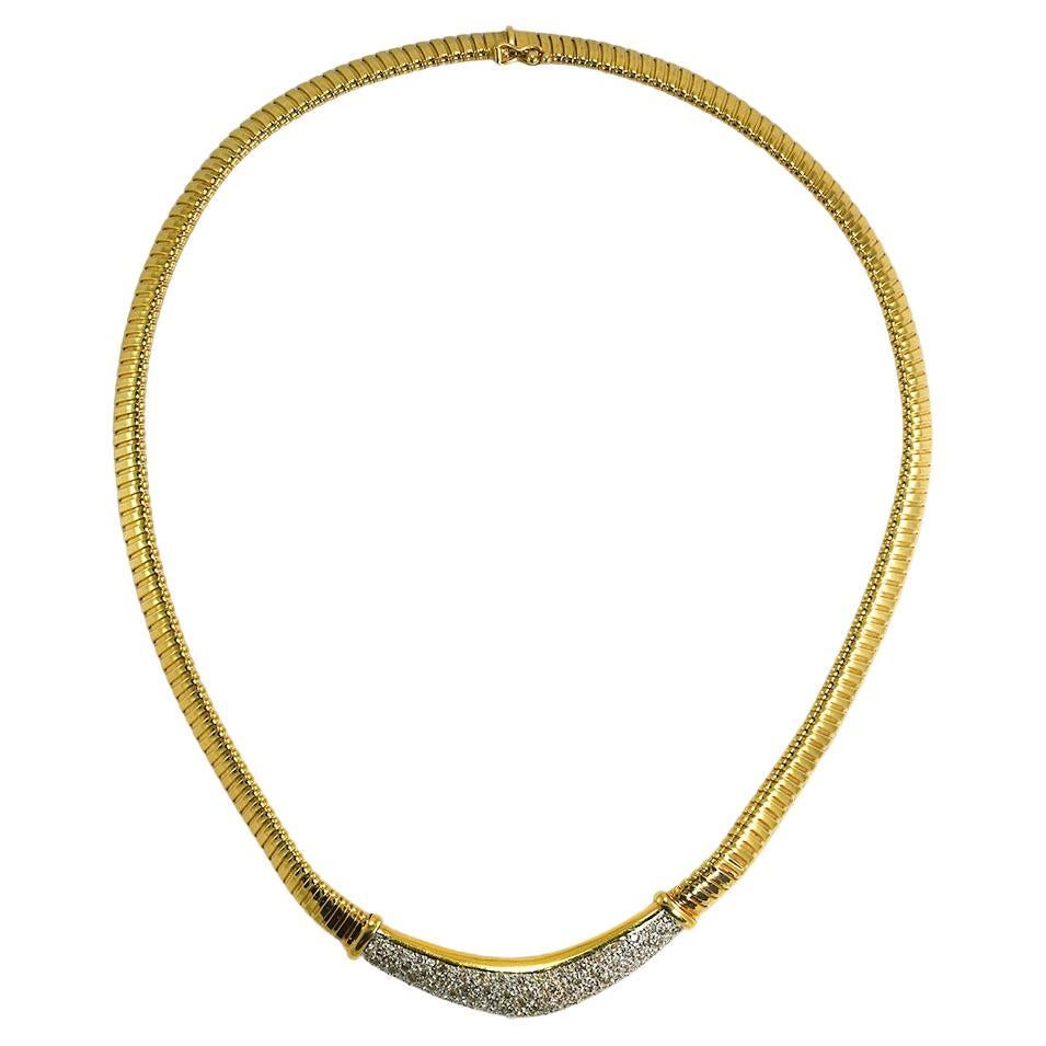 14K Yellow Gold Flex Link Diamond Necklace 2.00ct For Sale