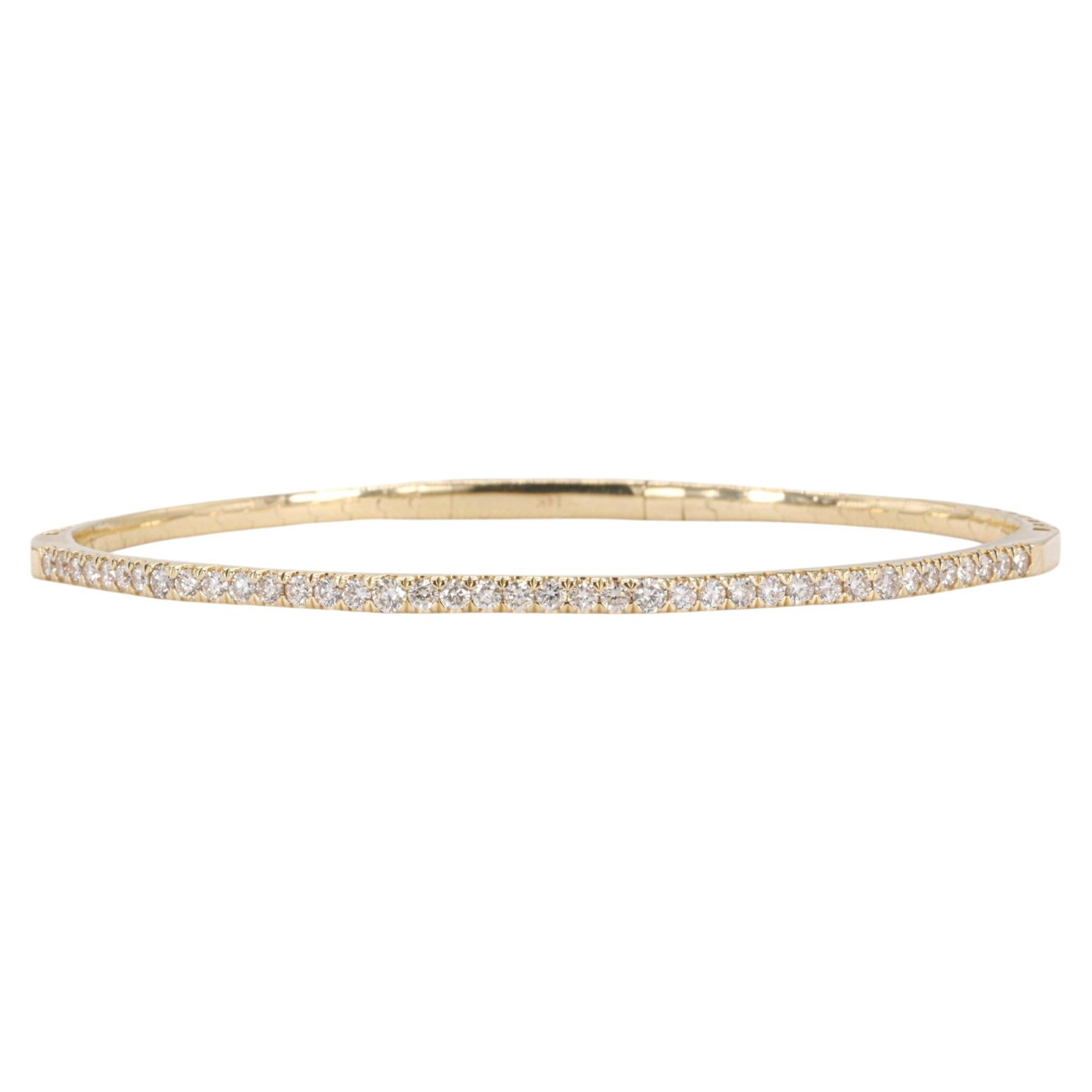14K Yellow Gold Flexible 0.85 CTW Diamond Bangle Bracelet