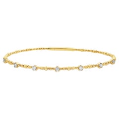 14K Yellow Gold Flexible Diamond Bangle Bracelet