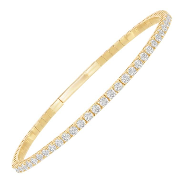 14 Karat Yellow Gold Flexible Diamond Bangle For Sale at 1stDibs