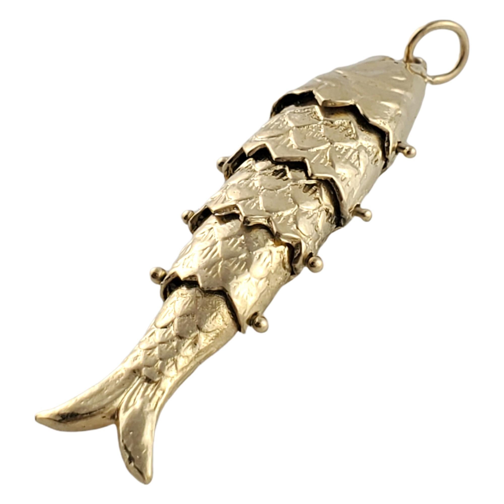 14K Yellow Gold Flexible Fish Charm For Sale 1