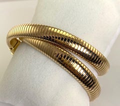 14 Karat Yellow Gold Flexible Double Bracelet, 66 Grams