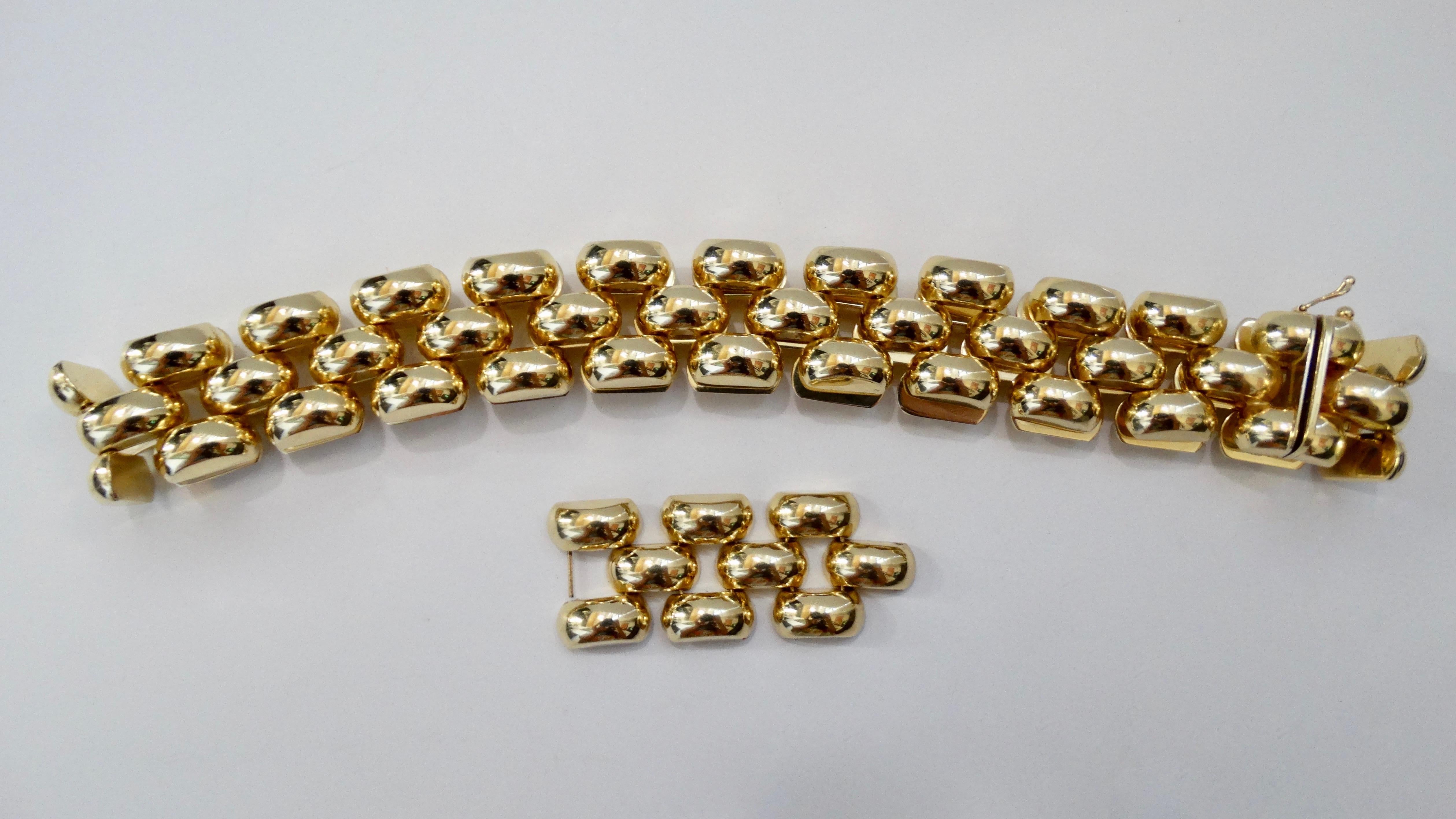  Collar Necklace 14k Yellow Gold Flexible Panther Link For Sale 3