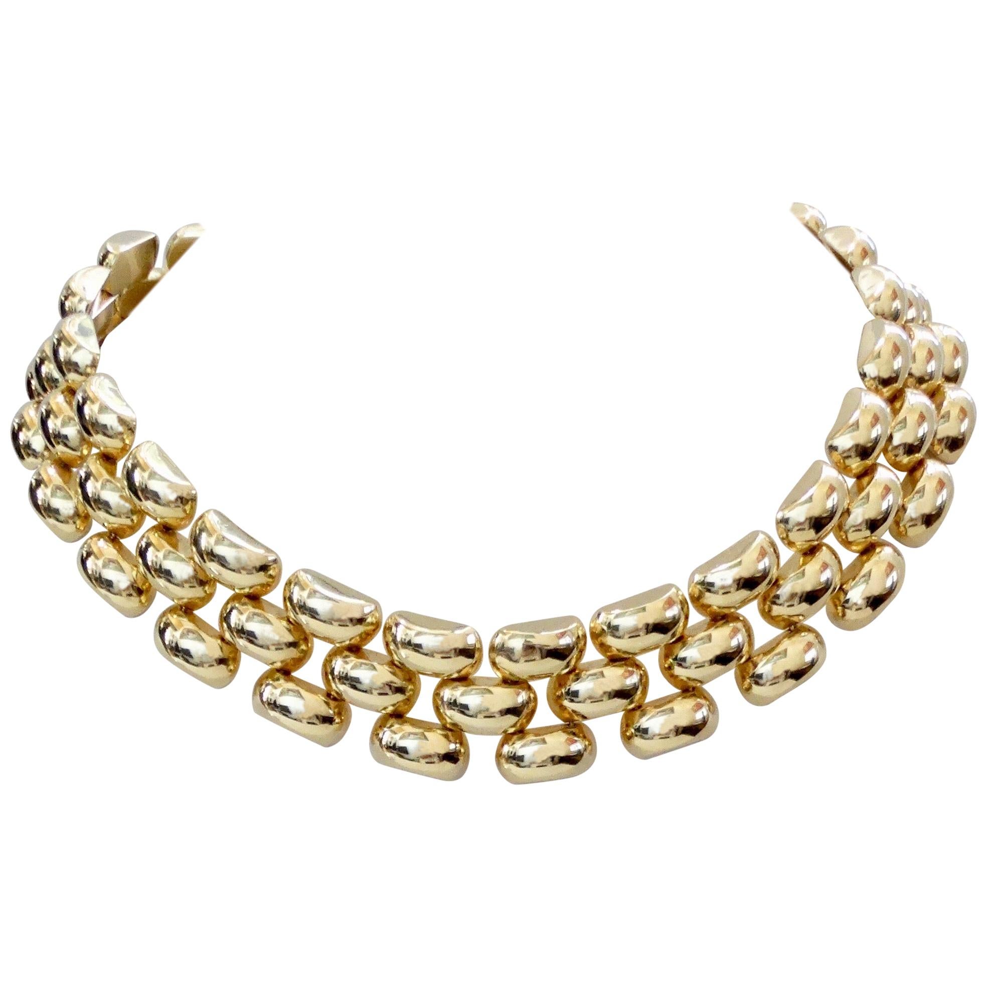  Collar Necklace 14k Yellow Gold Flexible Panther Link