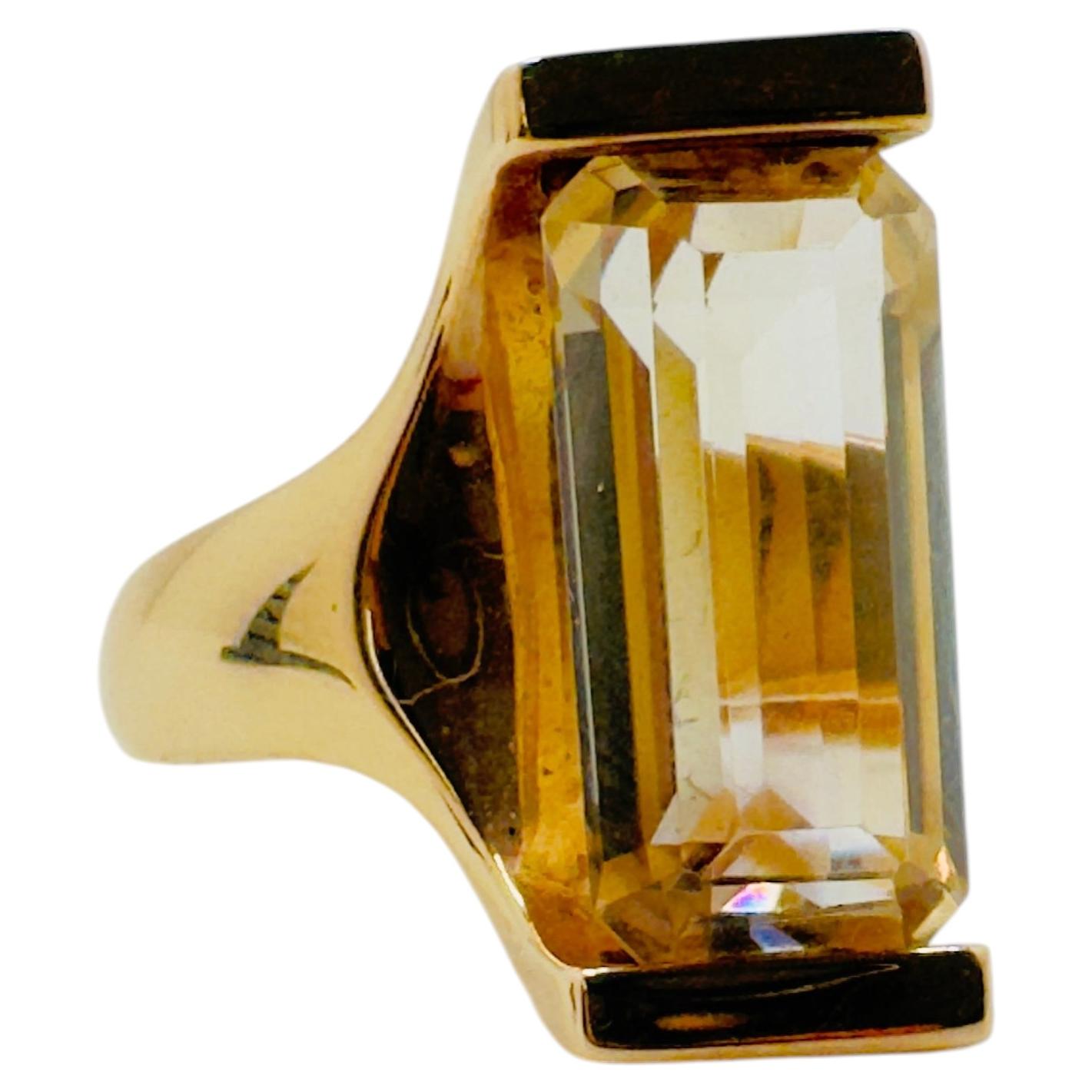 Anillo de citrino flotante en oro amarillo de 14K, citrino de 15,5 x 8 mm, talla 6,5 en venta