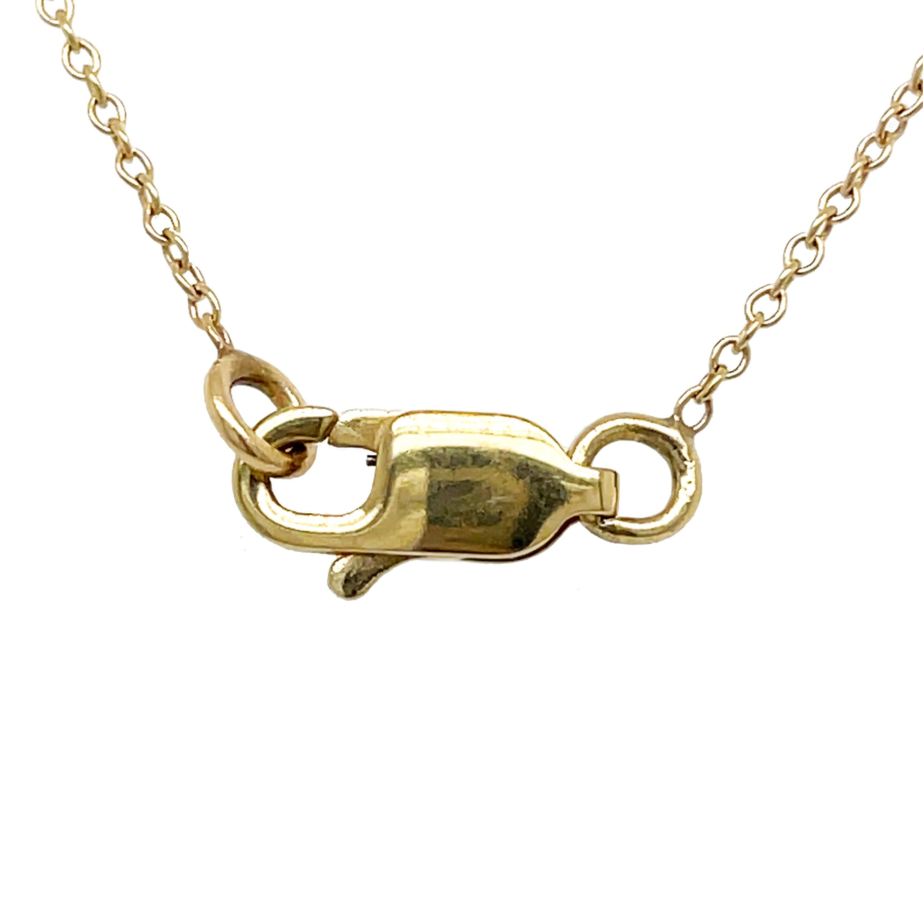 Collier pendentif à chaton flottant en or jaune 14 carats avec diamants en vente 2