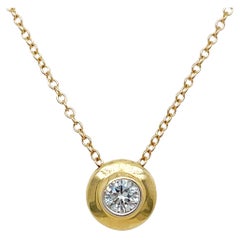 14K Gelbgold Schwebende Diamant-Lünette-Anhänger-Halskette