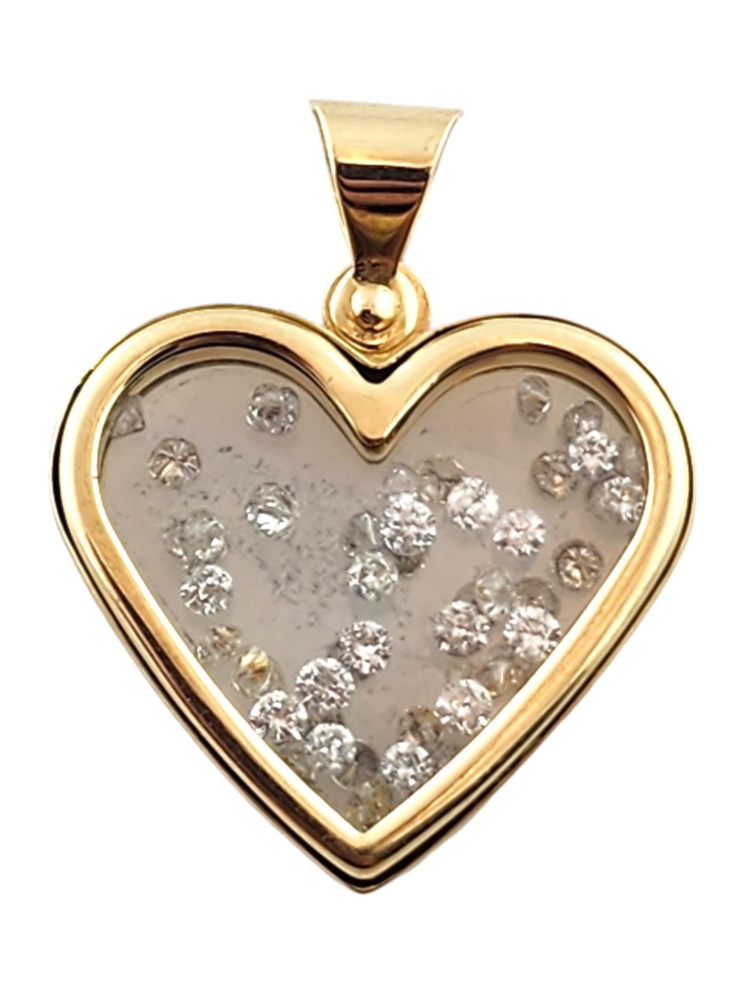 Pendentif cœur flottant en or jaune 14 carats #18323 Bon état - En vente à Washington Depot, CT