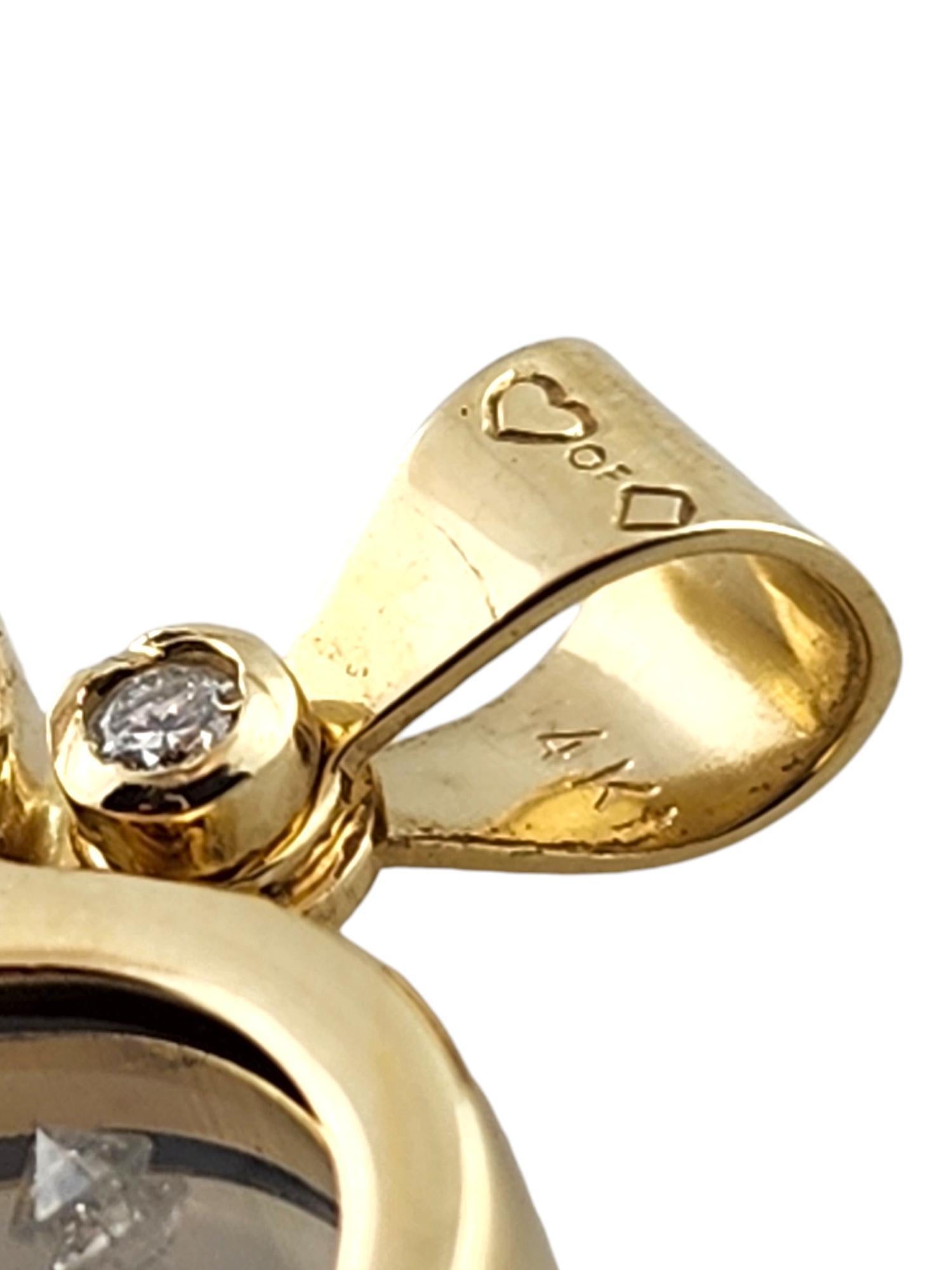 Pendentif cœur flottant en or jaune 14 carats #18323 Pour femmes en vente