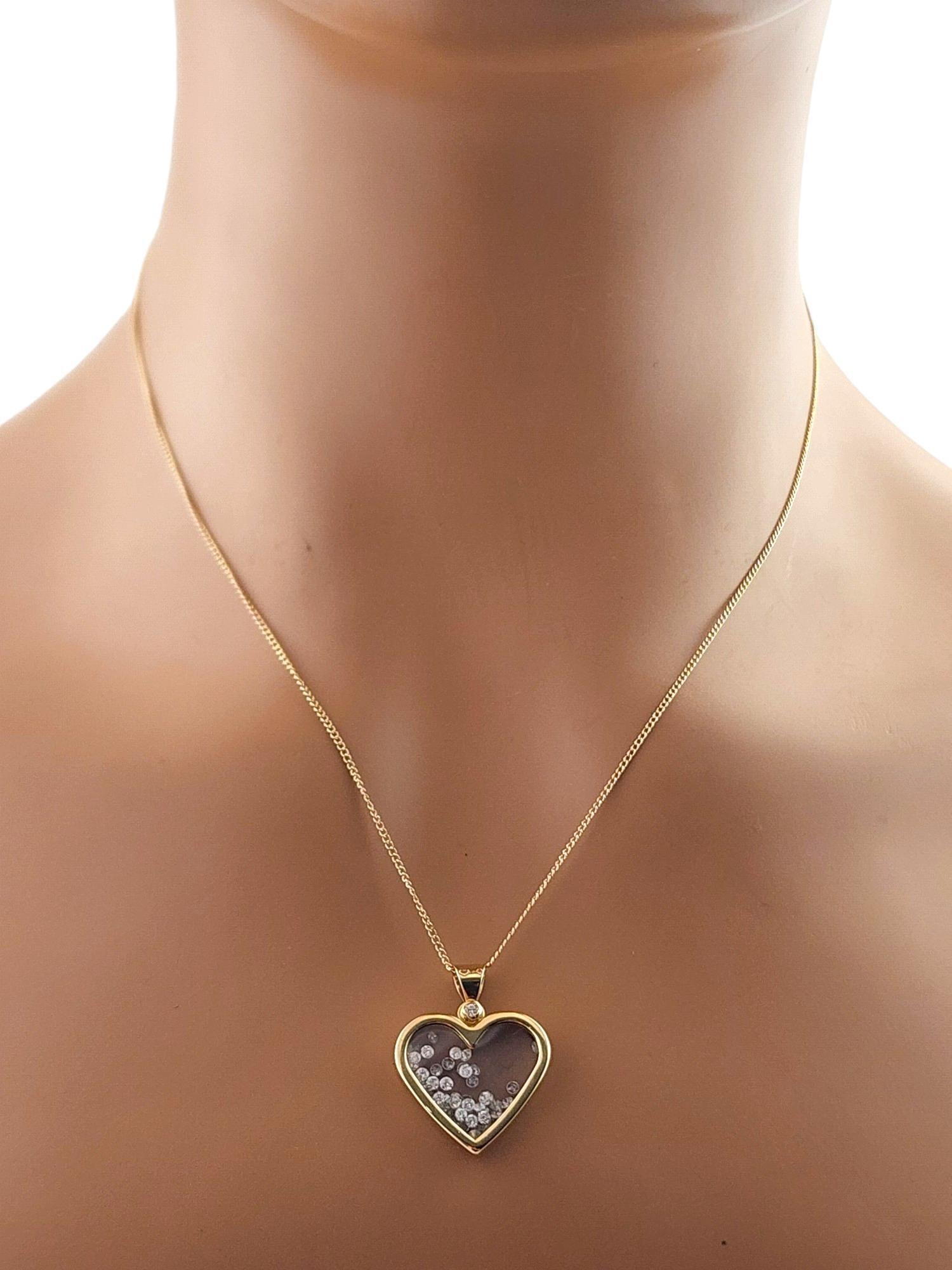 Pendentif cœur flottant en or jaune 14 carats #18323 en vente 2