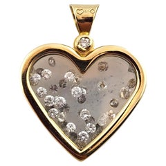Ciondolo a forma di cuore fluttuante in oro giallo 14K #18323