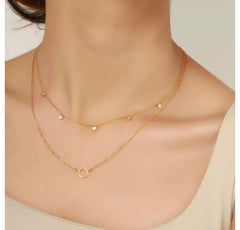 14K Yellow Gold Floating Diamond Necklace