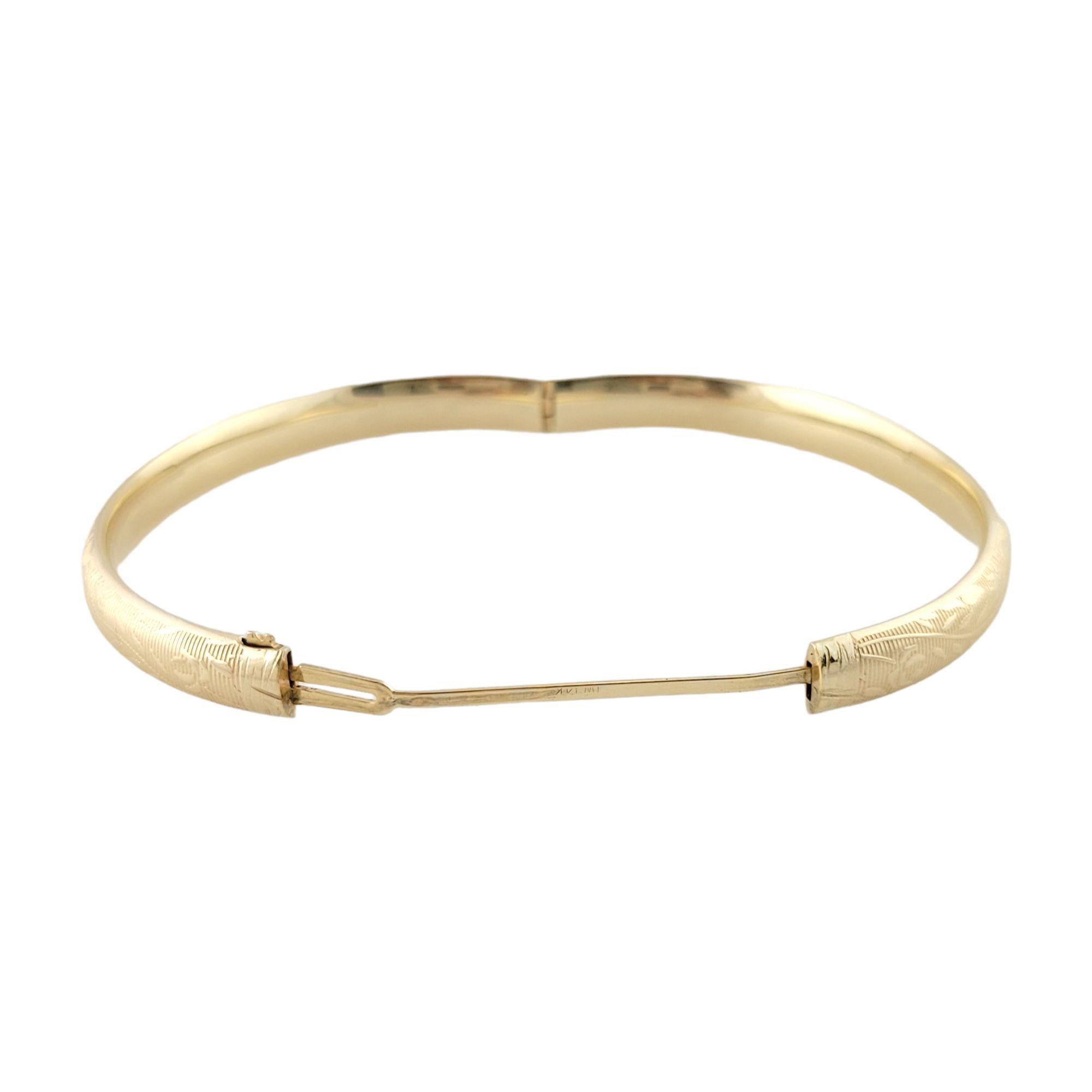 14K Yellow Gold Floral Bangle Bracelet 1
