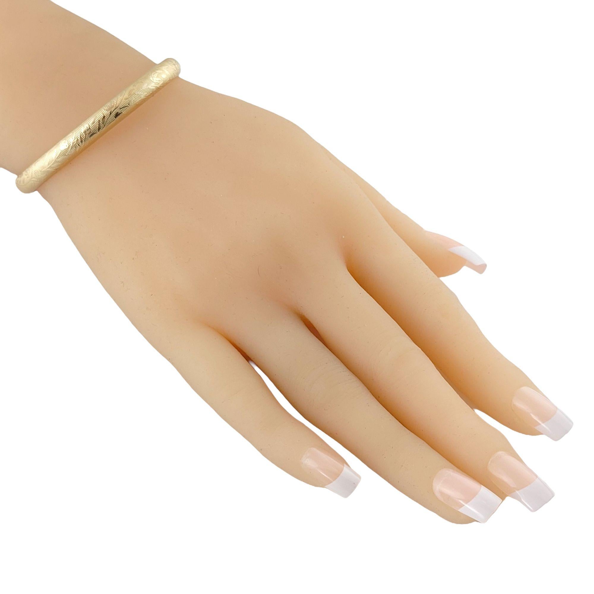 14K Yellow Gold Floral Bangle Bracelet 3