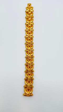 Elegantes Blumen-Link-Armband aus 14-karätigem Gelbgold, 7,5 Zoll, 58,7 g