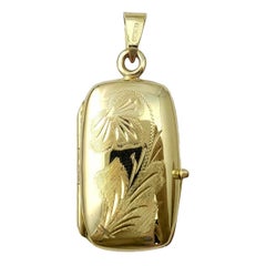 14K Yellow Gold Floral Locket Pendant #16657