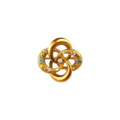 14K Yellow Gold Floral Pin with Diamond and Enamel #16300